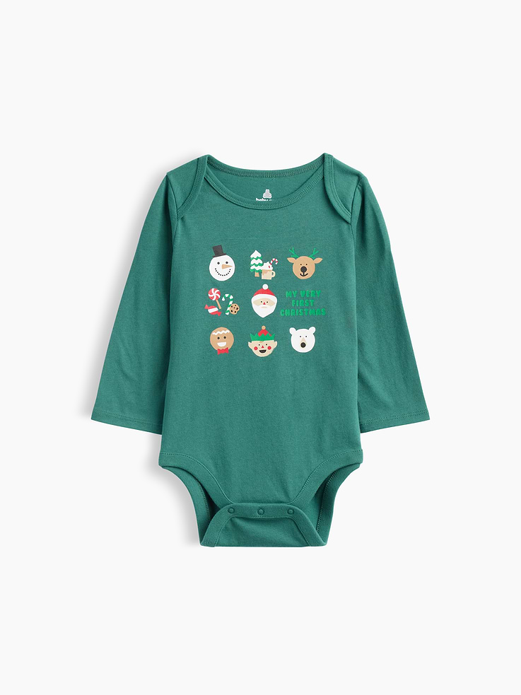 Image 1 of 3, Soft jersey knit., Lapped shoulders, long sleeves., Crewneck., Graphic at front., Snaps at inseam for easy dressing and diapering., This product was made in a factory that invests in gender equity and women’s empowerment through RISE. Learn more at, Product #1177222