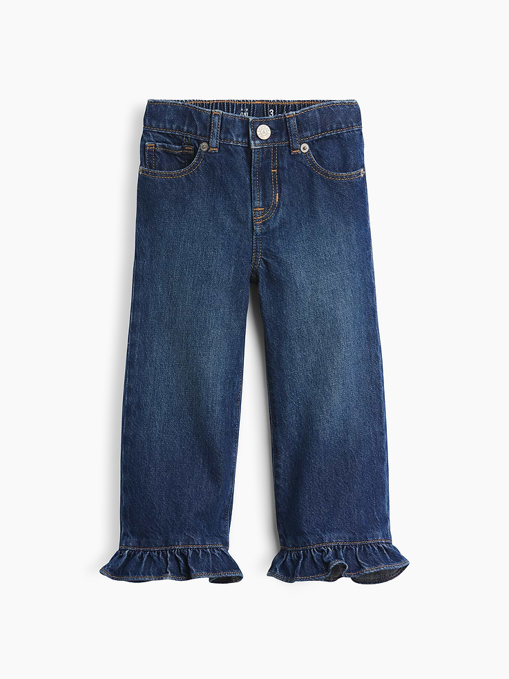 Image 2 of 3, Baby & Toddler Ruffle-Hem Stride Jeans