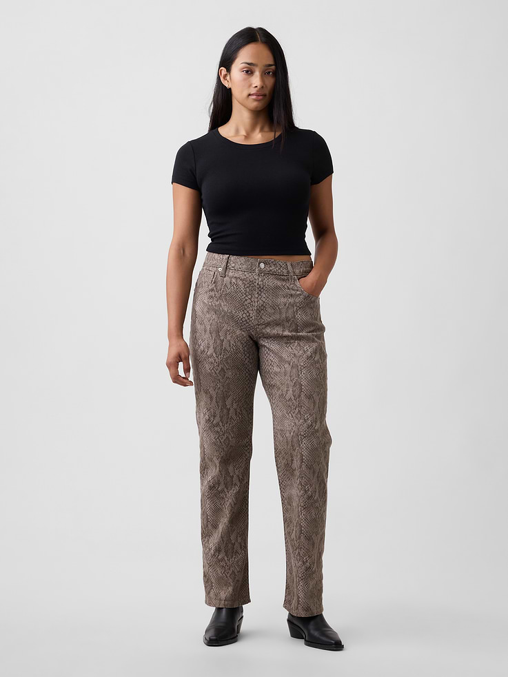 Image number 5 showing, Mid Rise Snake Print '90s Slim Straight Jeans