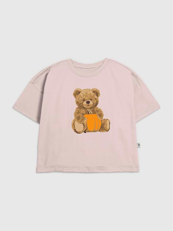 Kids Teddy Bear Pumpkin Graphic T-Shirt