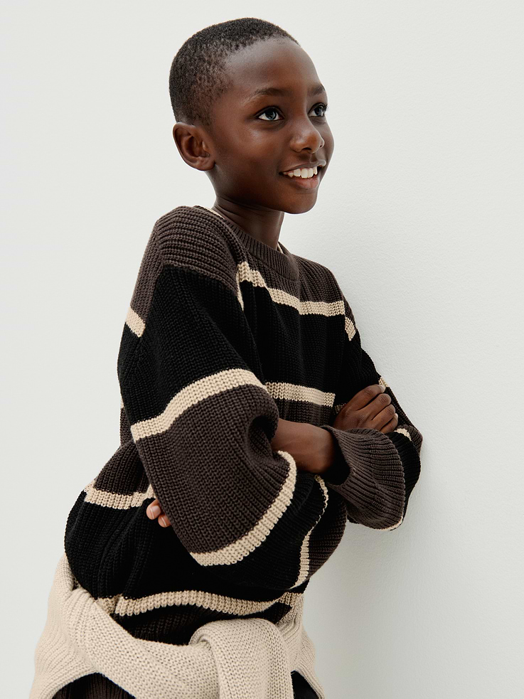 Image 6 of 6, 100% Cotton Relaxed Shaker Sweater