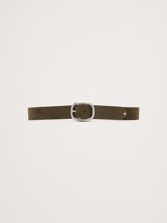 Leather Oval-Buckle Belt
