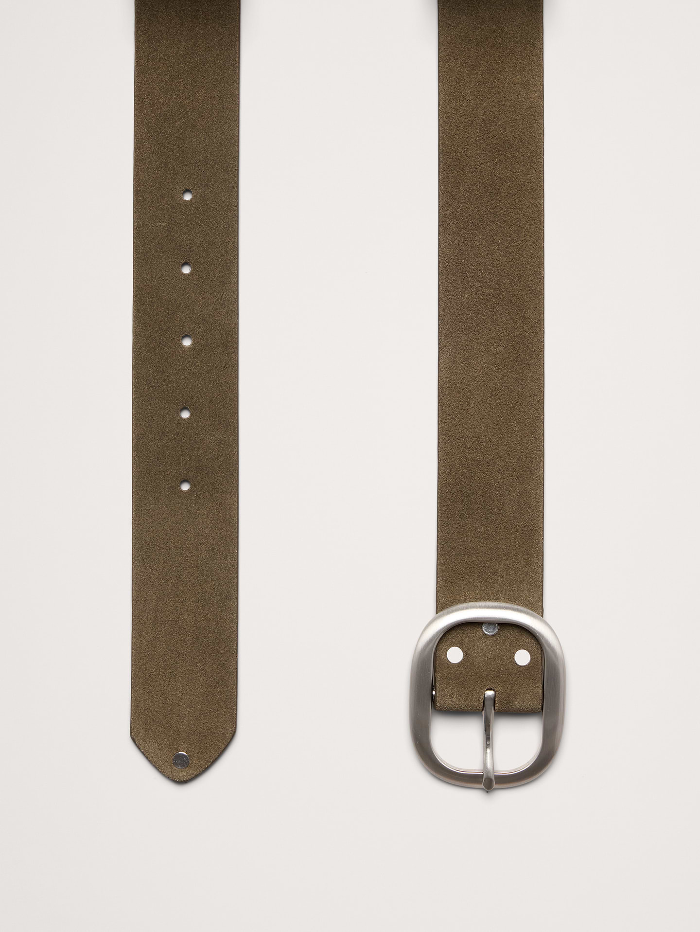 Image 2 of 2, Leather Oval-Buckle Belt