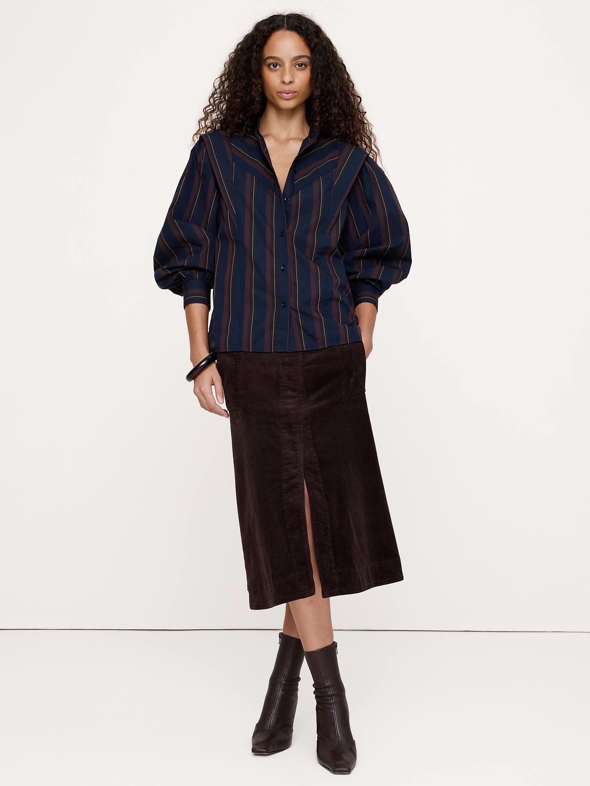 Cotton Layered-Collar Shirt