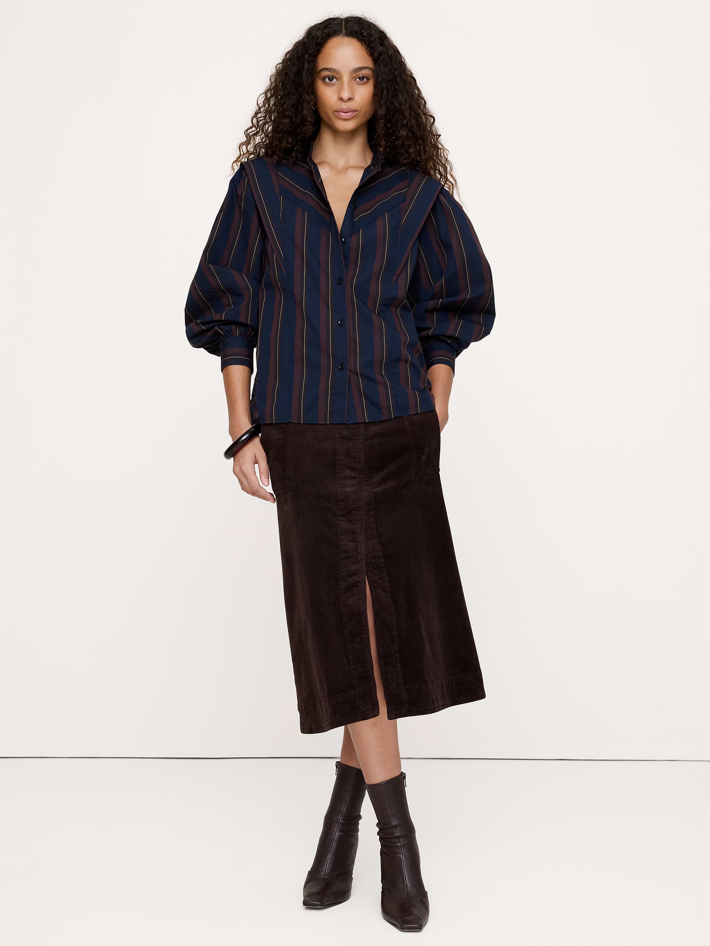 Image number 1 showing, Cotton Layered-Collar Shirt