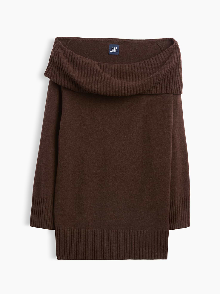 Image number 5 showing, Maternity CashSoft Off-Shoulder Sweater