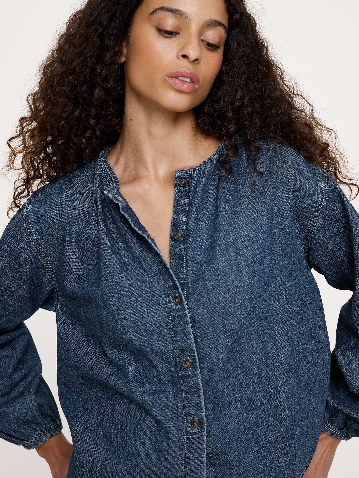 Image number 3 showing, Denim Puff-Sleeve Top