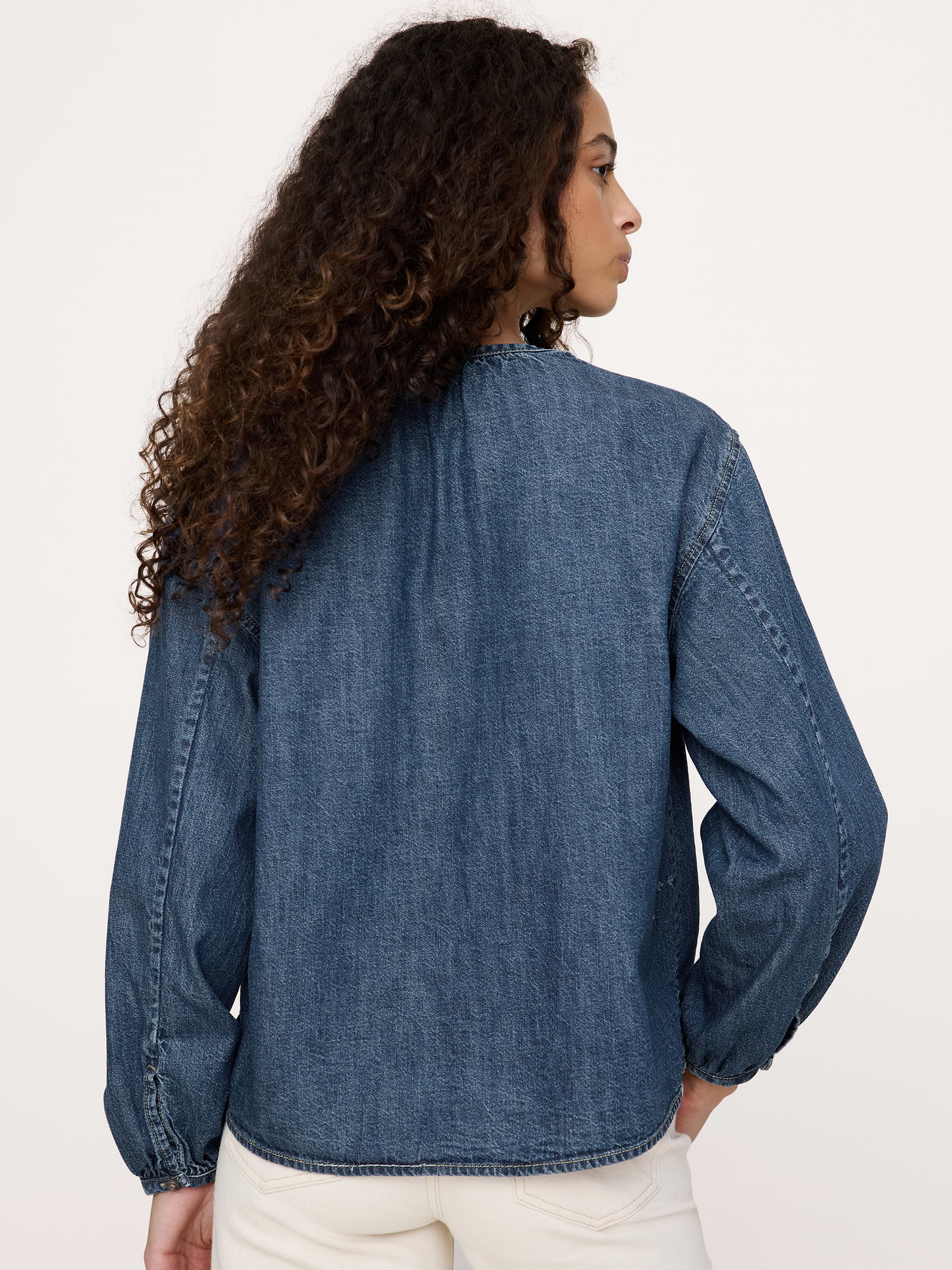 Image number 2 showing, Denim Puff-Sleeve Top