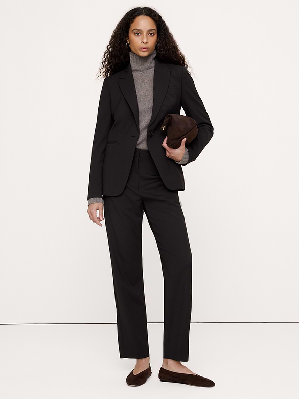 Ultra High-Rise Modern Slim Italian Lightweight Wool Ankle Pant