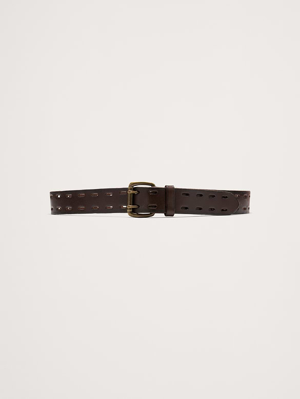 Double-Prong Wide Leather Belt