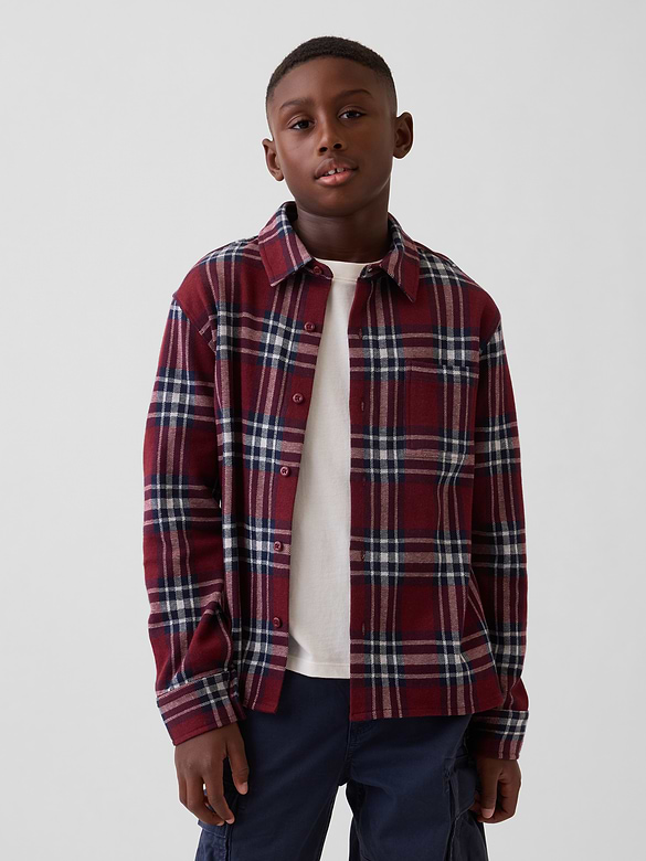 Kids Knit Jersey Plaid Shirt