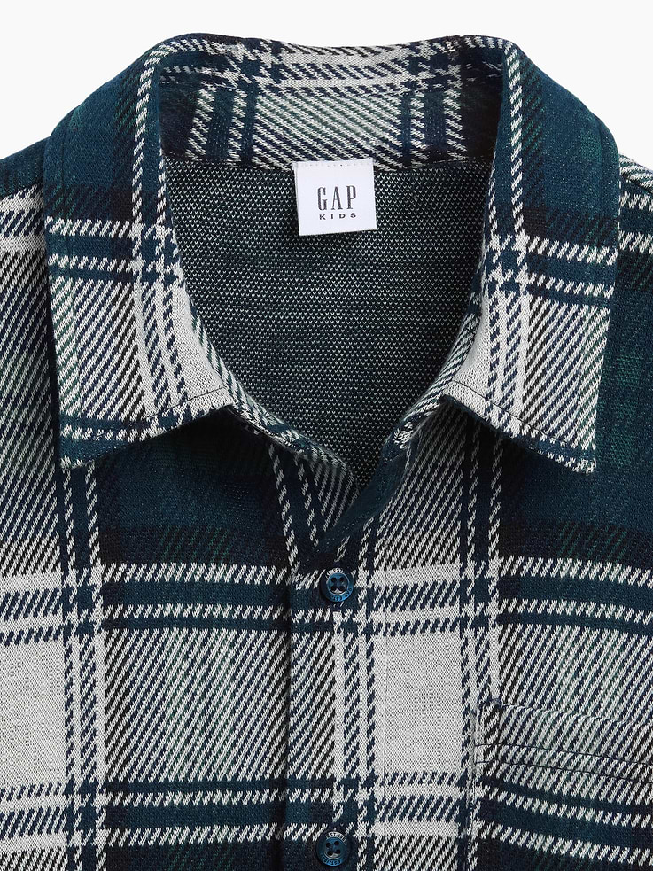 Image number 5 showing, Kids Knit Jersey Plaid Shirt