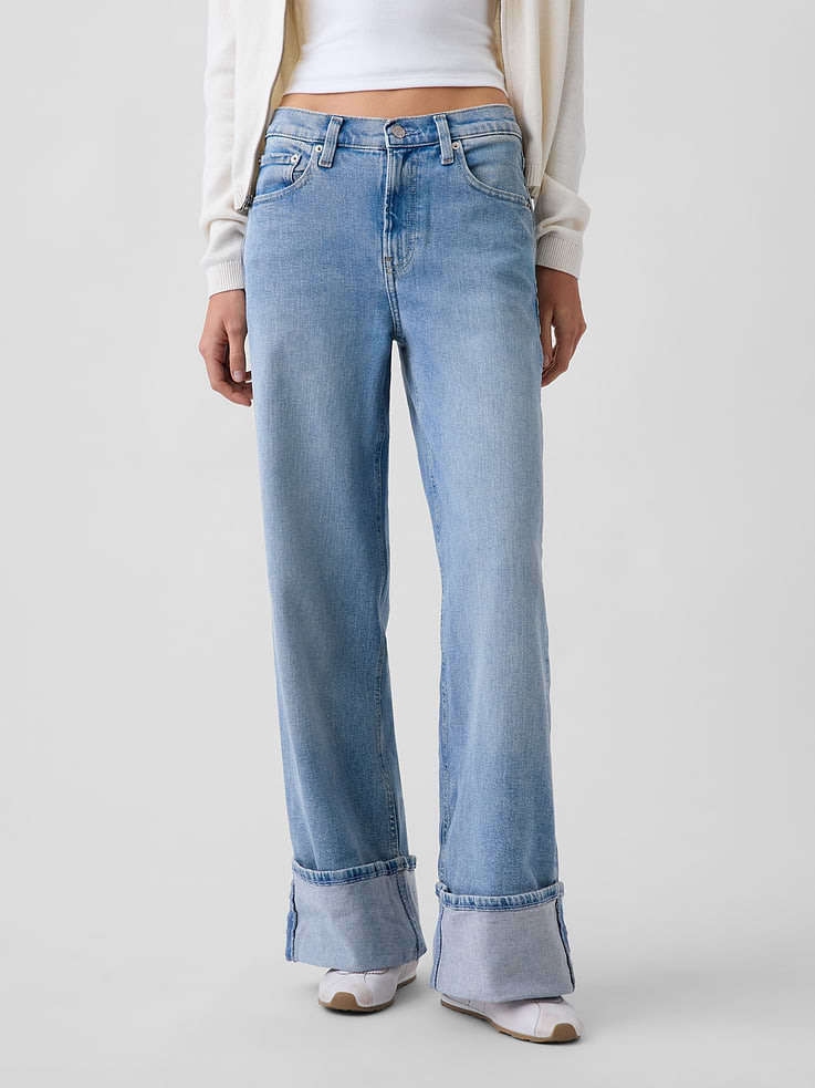Image number 2 showing, High Rise Stride Cuffed Wide-Leg Jeans