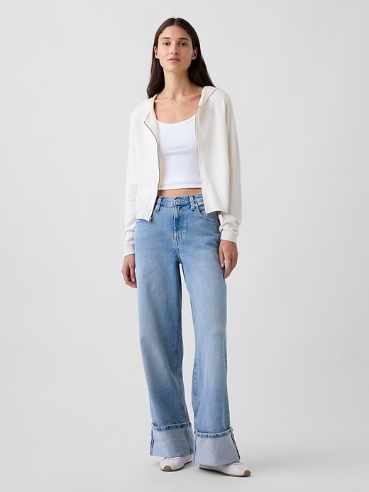High Rise Stride Cuffed Wide-Leg Jeans - Light wash indigo by Gap
