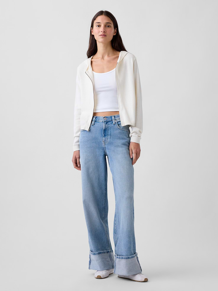 Image number 1 showing, High Rise Stride Cuffed Wide-Leg Jeans
