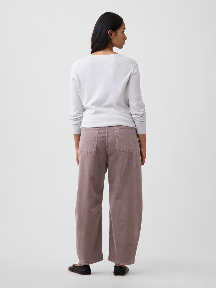 Image 6 of 7, High Rise Barrel Corduroy Pants