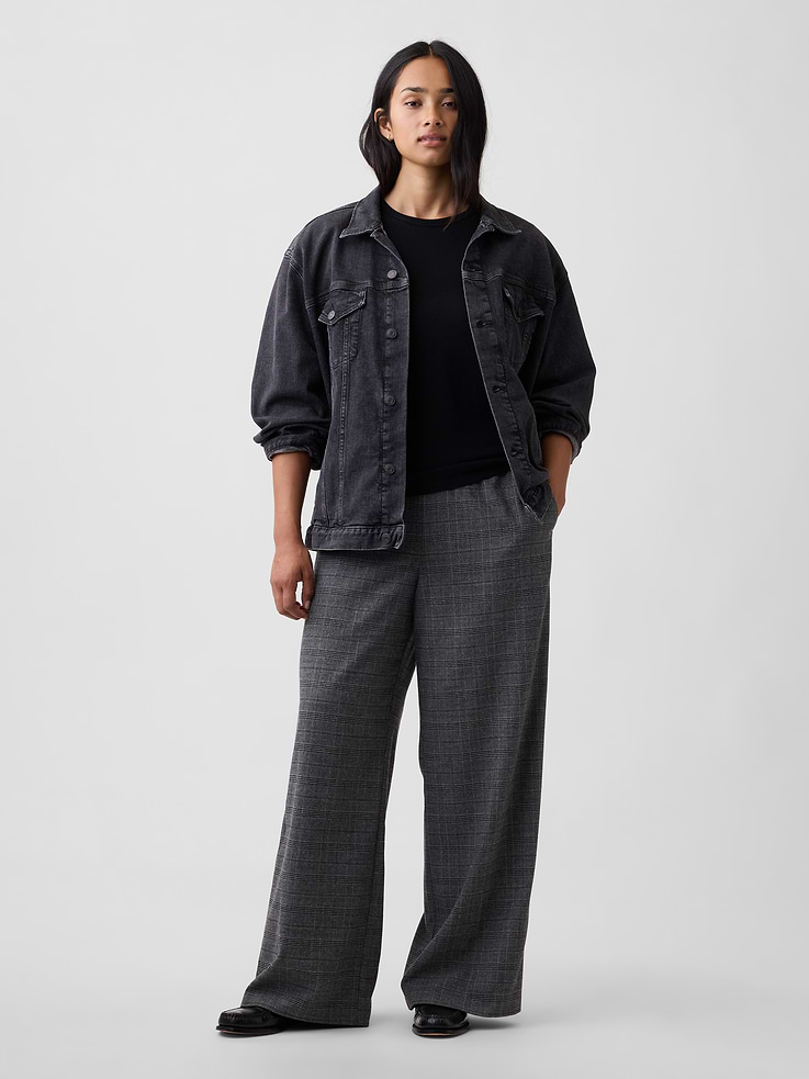 Image 5 of 7, Mid Rise Recycled Pull-On Wide-Leg Pants