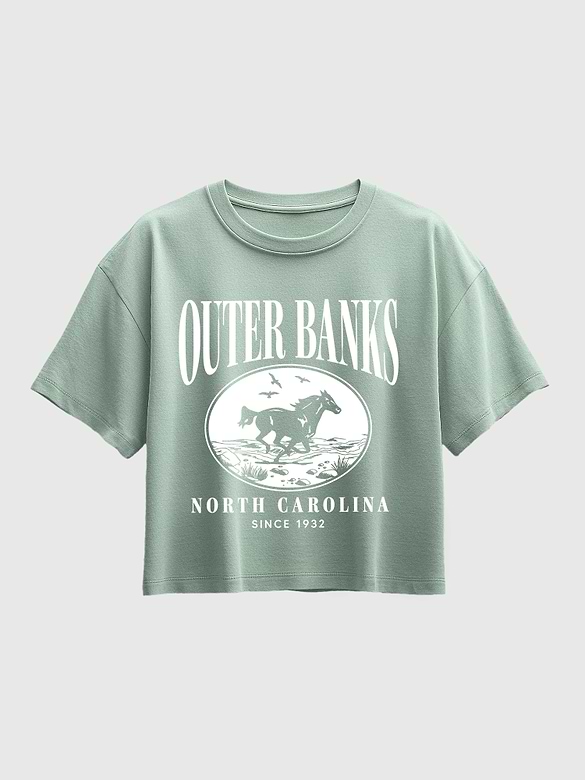Kids Outer Banks Running Horse Short Sleeve Boxy Graphic T-Shirt