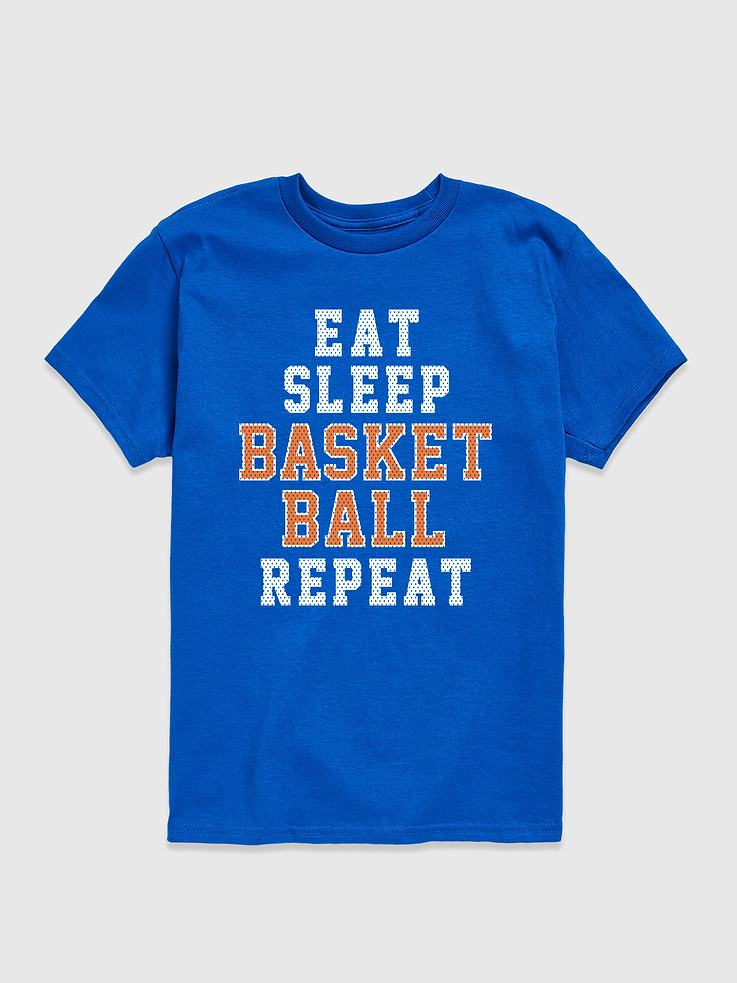 Image number 1 showing, Kids Eat Sleep Basketball Repeat Short Sleeve Graphic T-Shirt
