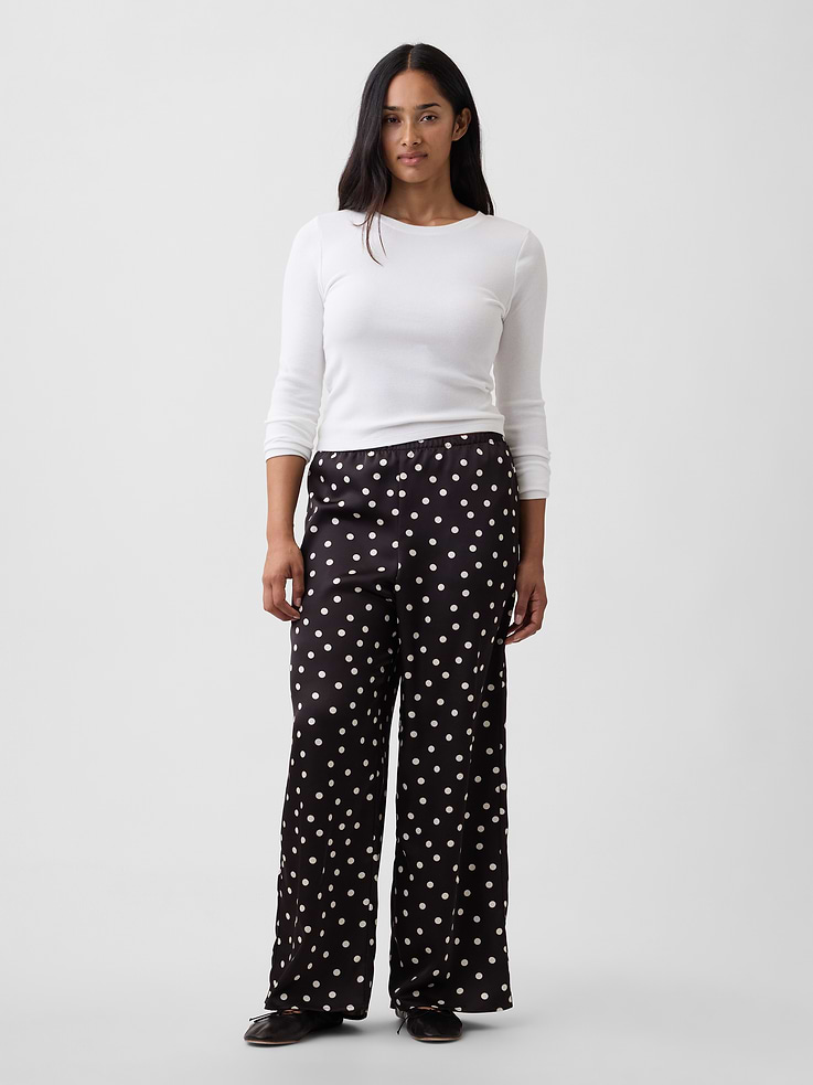 Image 5 of 7, Easy Print Wide-Leg Satin Pants