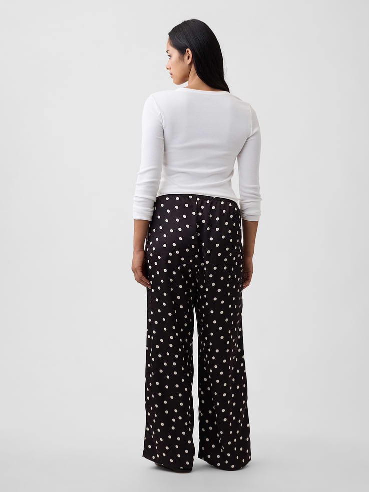 Image 6 of 7, Easy Print Wide-Leg Satin Pants