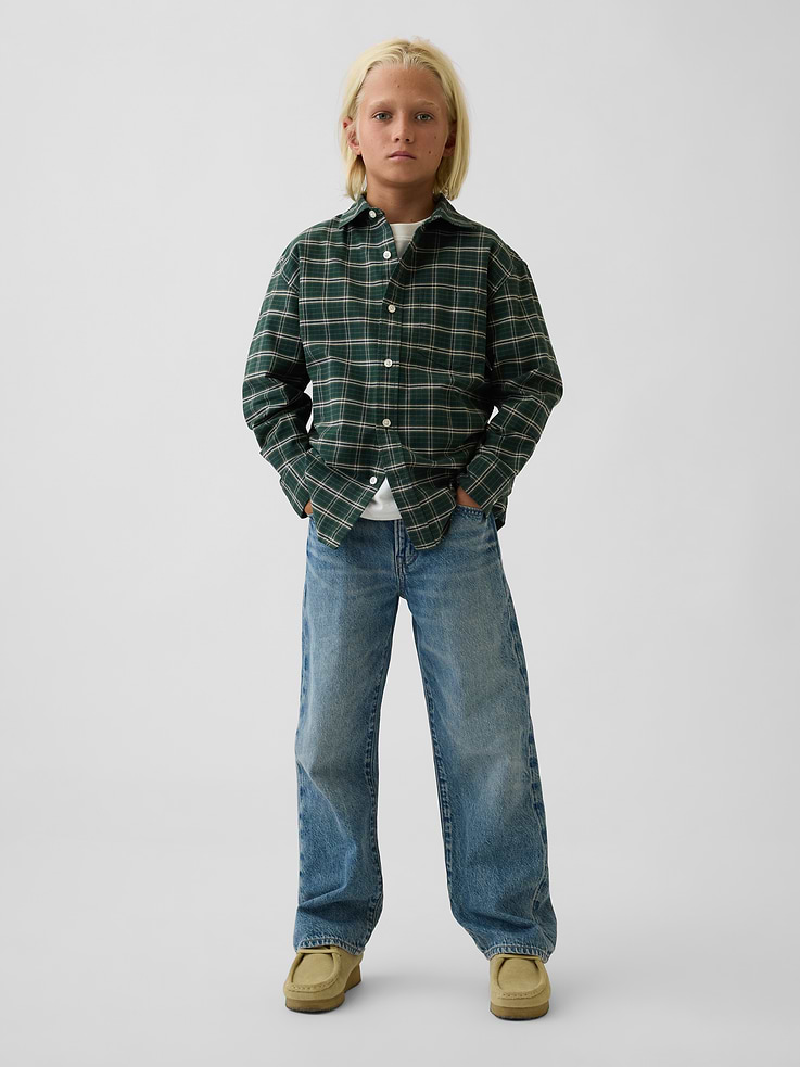 L'image numéro 4 présente Chemise oxford décontractée à carreaux pour Enfant