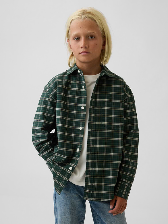 Kids Relaxed Plaid Oxford Shirt