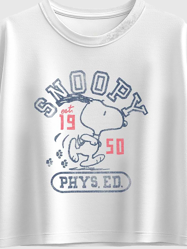 Image 3 of 4, Kids Peanuts Snoopy Phys Ed Short Sleeve Boxy Graphic T-Shirt