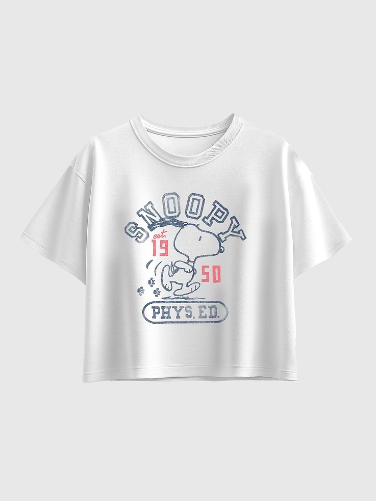 Image 1 of 4, Soft cotton T-shirt, Boxy fit., Crewneck., Short sleeves., Officially Licensed Peanuts graphic at front., Hybrid Apparel designs creative, innovative graphic apparel with a customer-first focus, continually evolving through new ideas and technologies to grow alongside its partners and customers., This item is printed on demand.