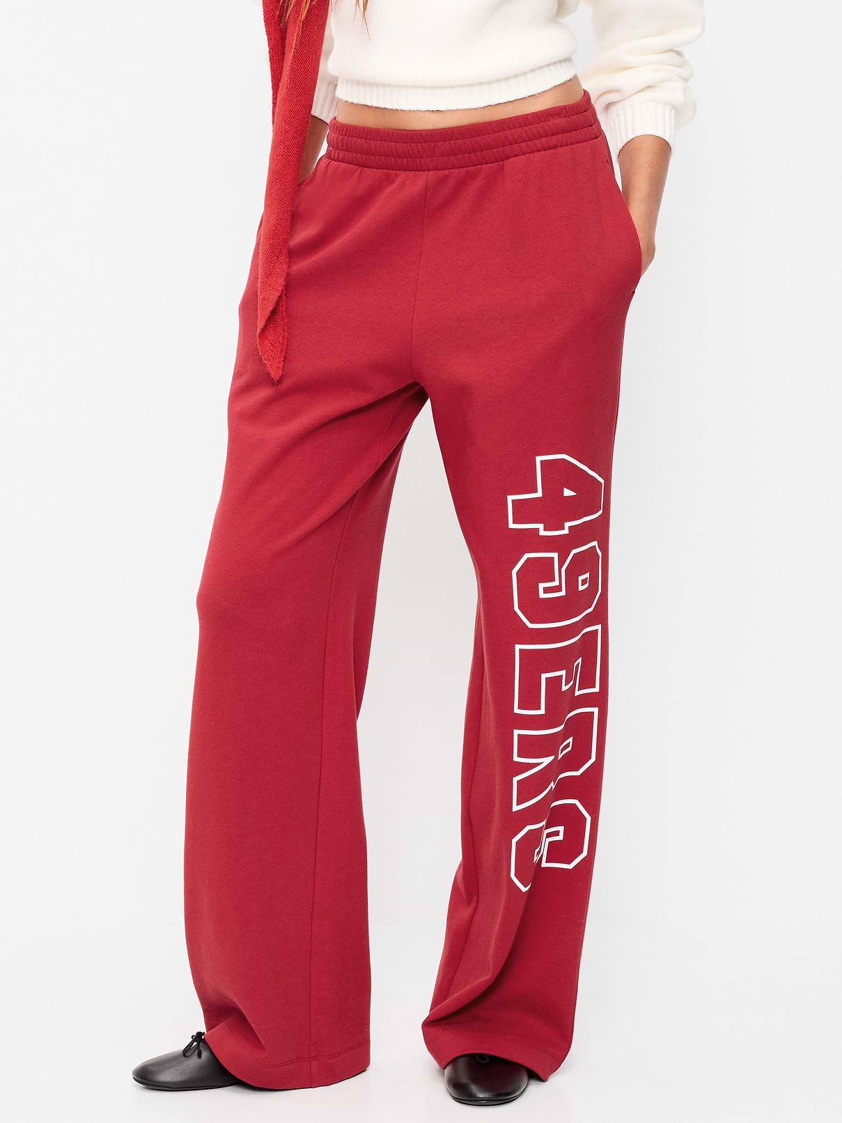 Image number 1 showing, San Francisco 49ers High-Waisted SoComfy Wide-Leg Sweatpants for Women