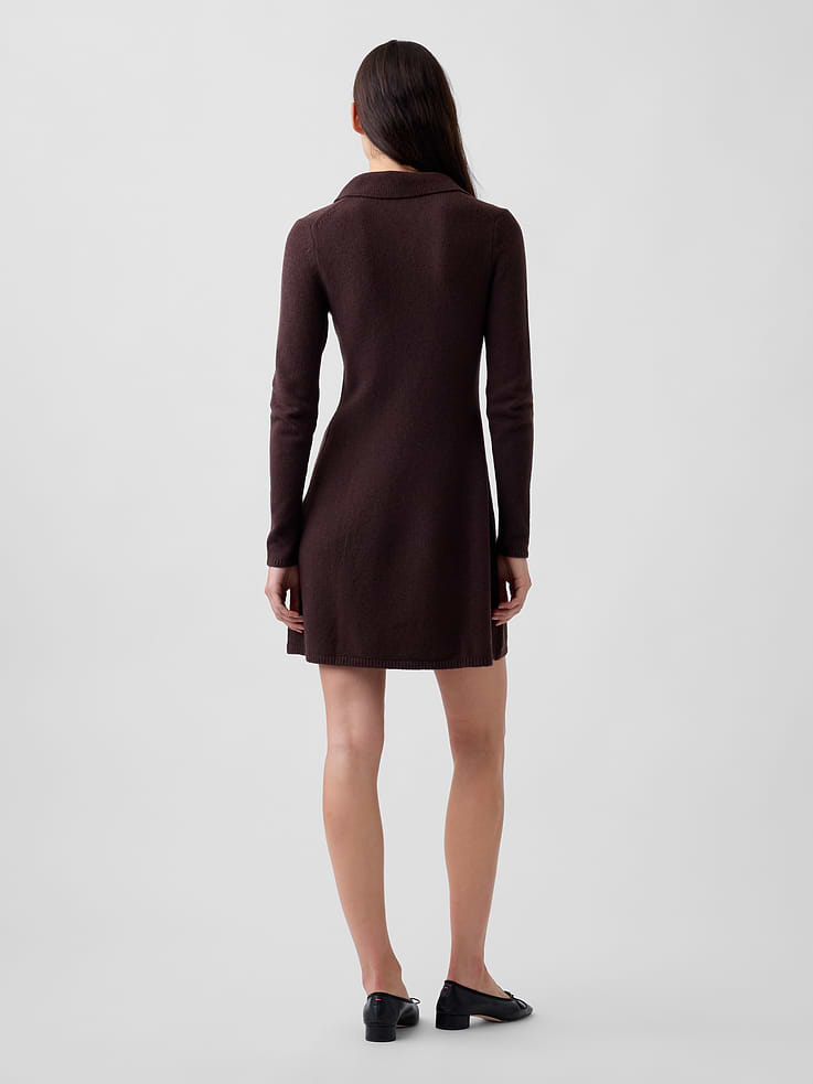 Image 2 of 6, CashSoft Polo Sweater Mini Dress