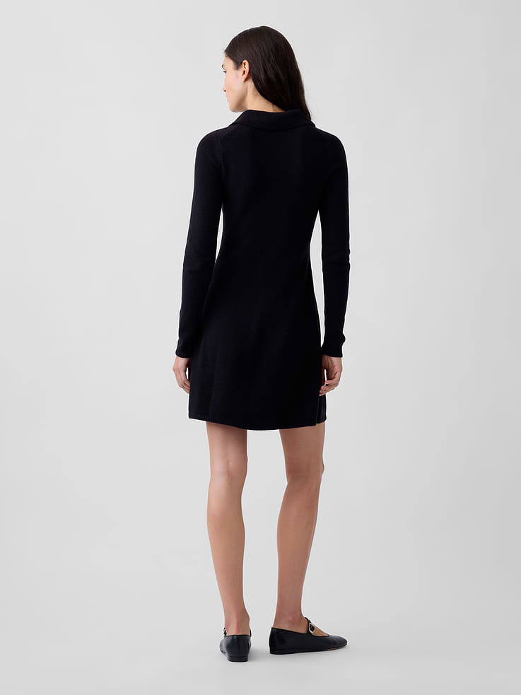 Image 2 of 5, CashSoft Polo Sweater Mini Dress