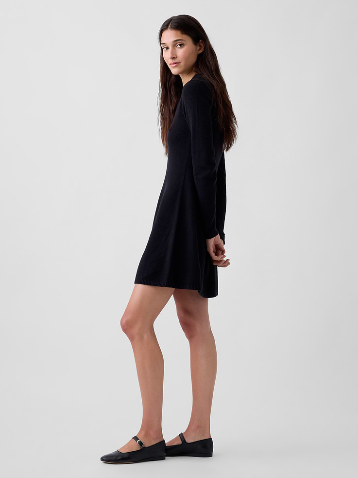 Image 3 of 5, CashSoft Polo Sweater Mini Dress
