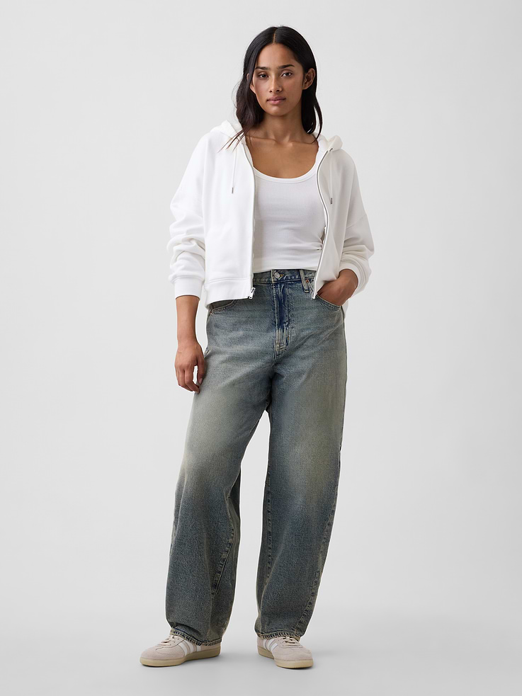 Image number 2 showing, High Rise Barrel Panel Jeans
