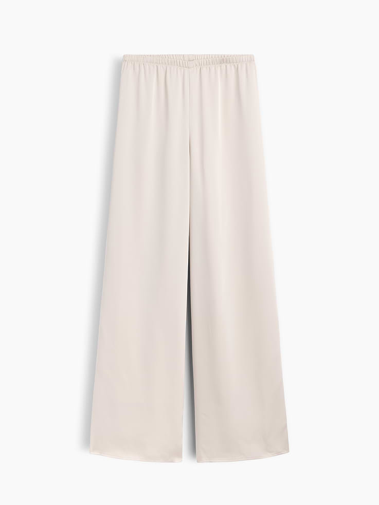 Image 7 of 7, Easy Wide-Leg Satin Pants