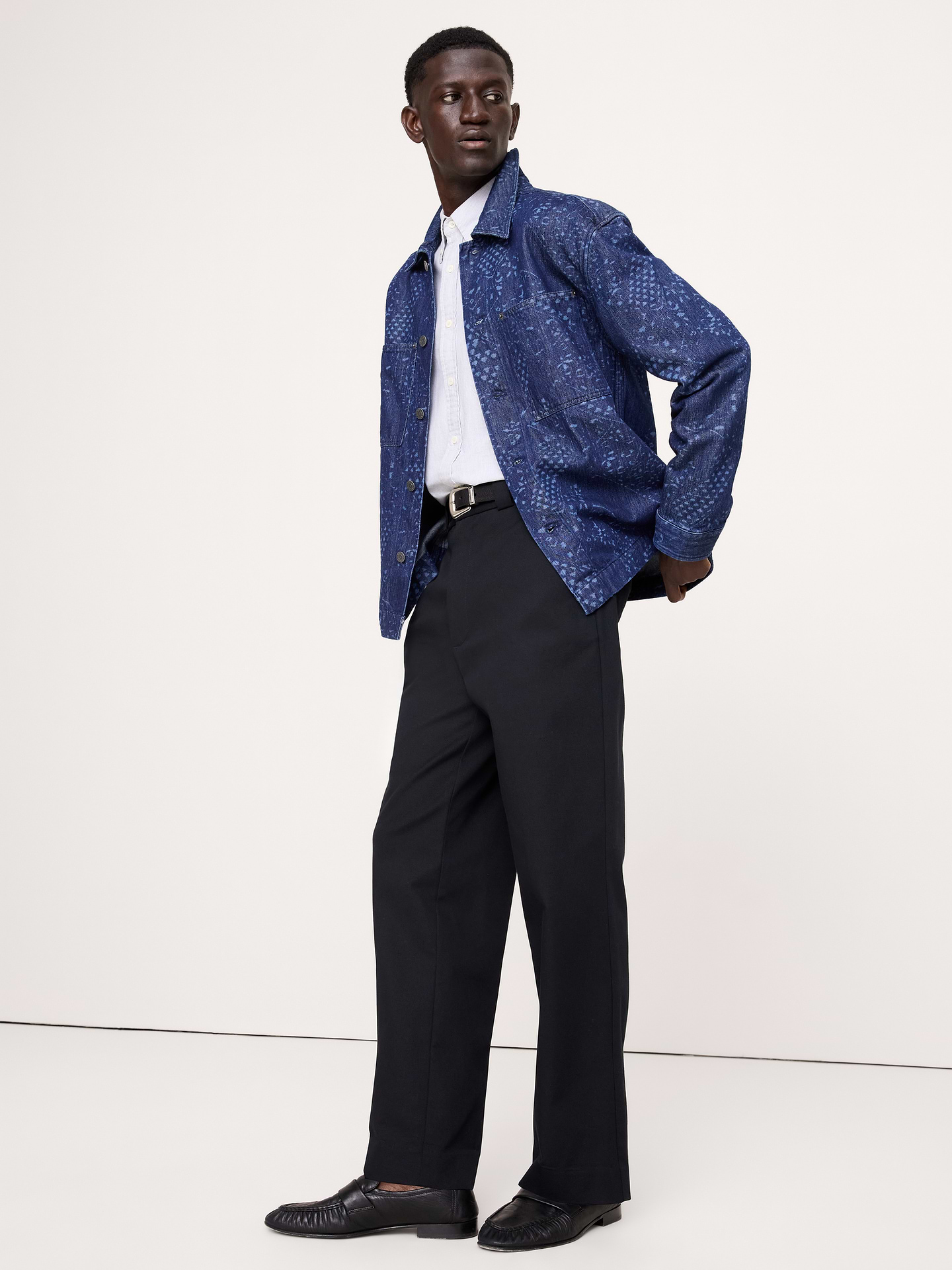 Image number 4 showing, Relaxed-Fit Italian Printed Denim Overshirt