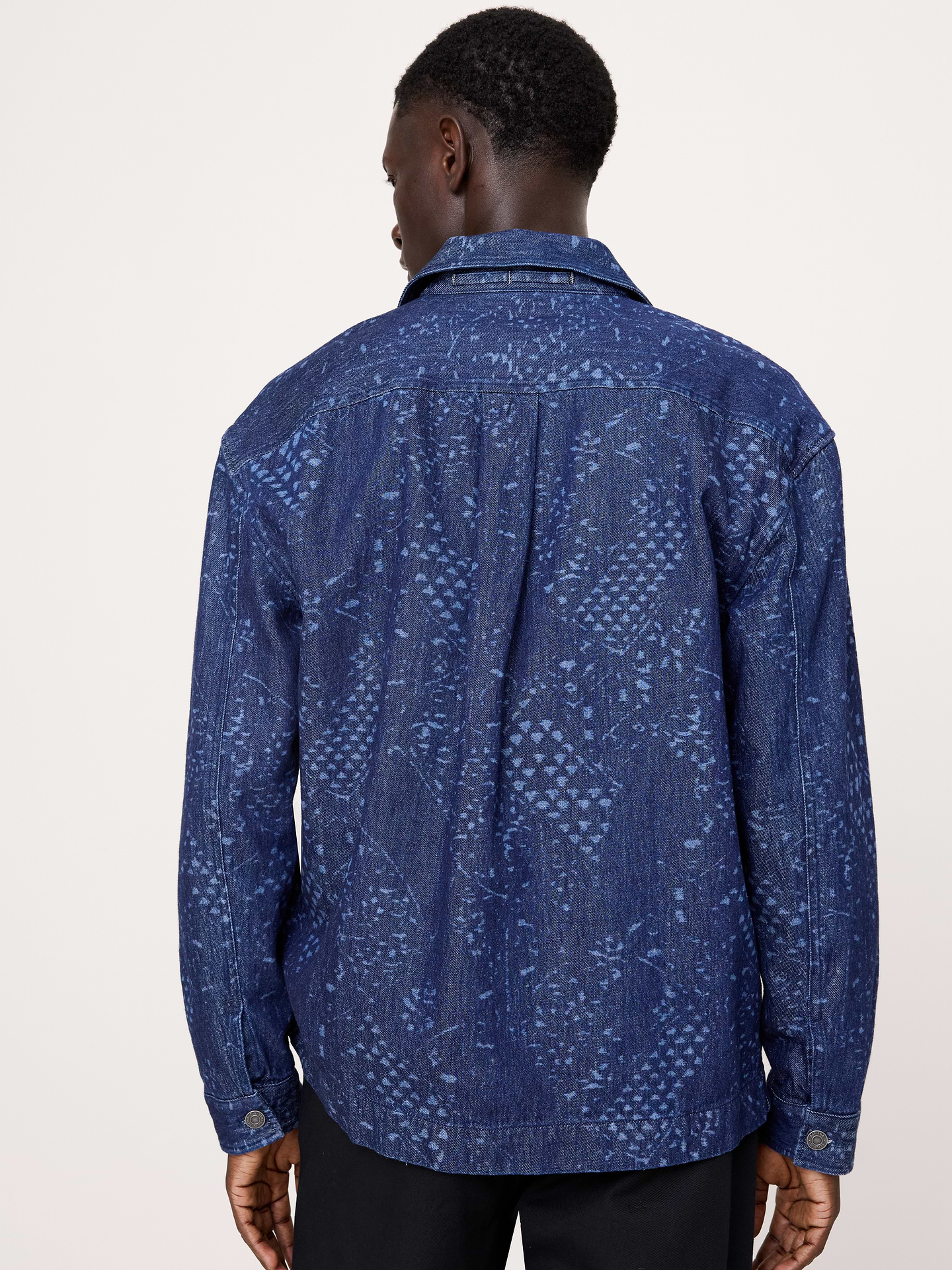 Image number 3 showing, Relaxed-Fit Italian Printed Denim Overshirt