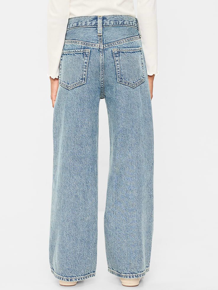 Image 2 of 5, High-Waisted Baggy Rhinestone Wide-Leg Jeans for Girls