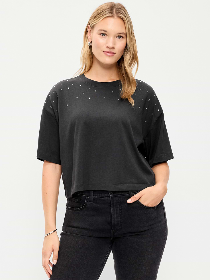Image 6 of 9, Embellished EveryWear Crew-Neck T-Shirt