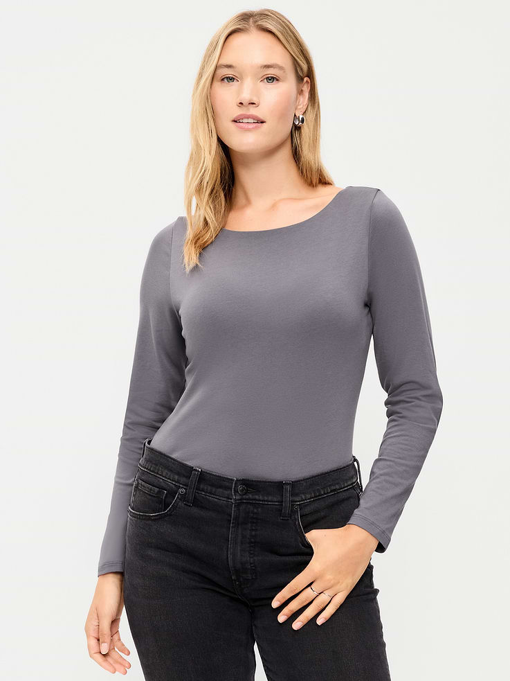 Image 3 of 6, Hug Double-Layer Long-Sleeve Scoop-Back Top