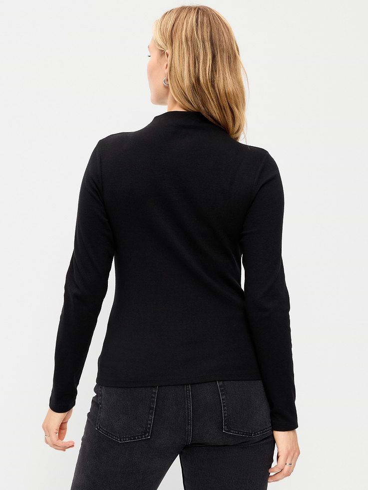 Image 4 of 6, Snug Long-Sleeve Mock-Neck T-Shirt