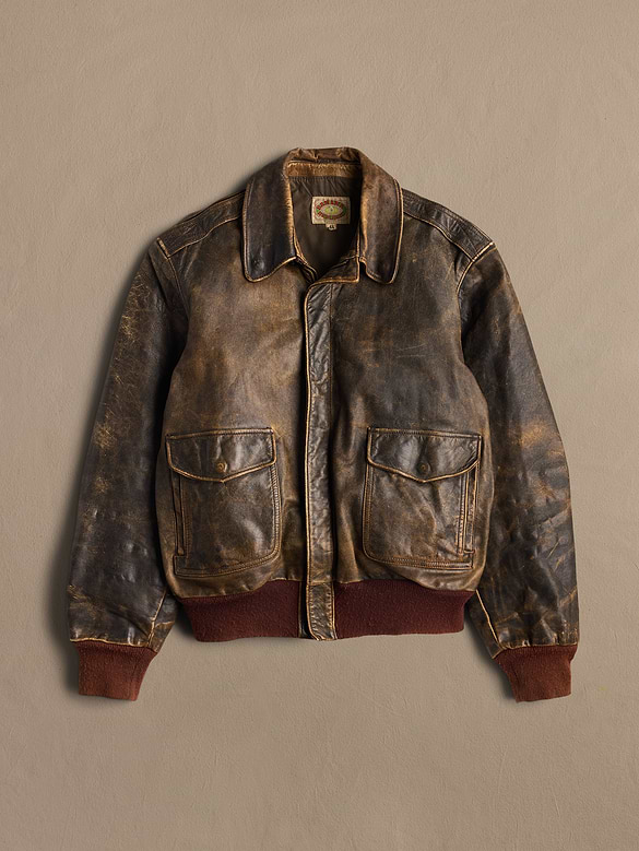 Archive Distressed Leather Bomber Jacket Men's Size 44