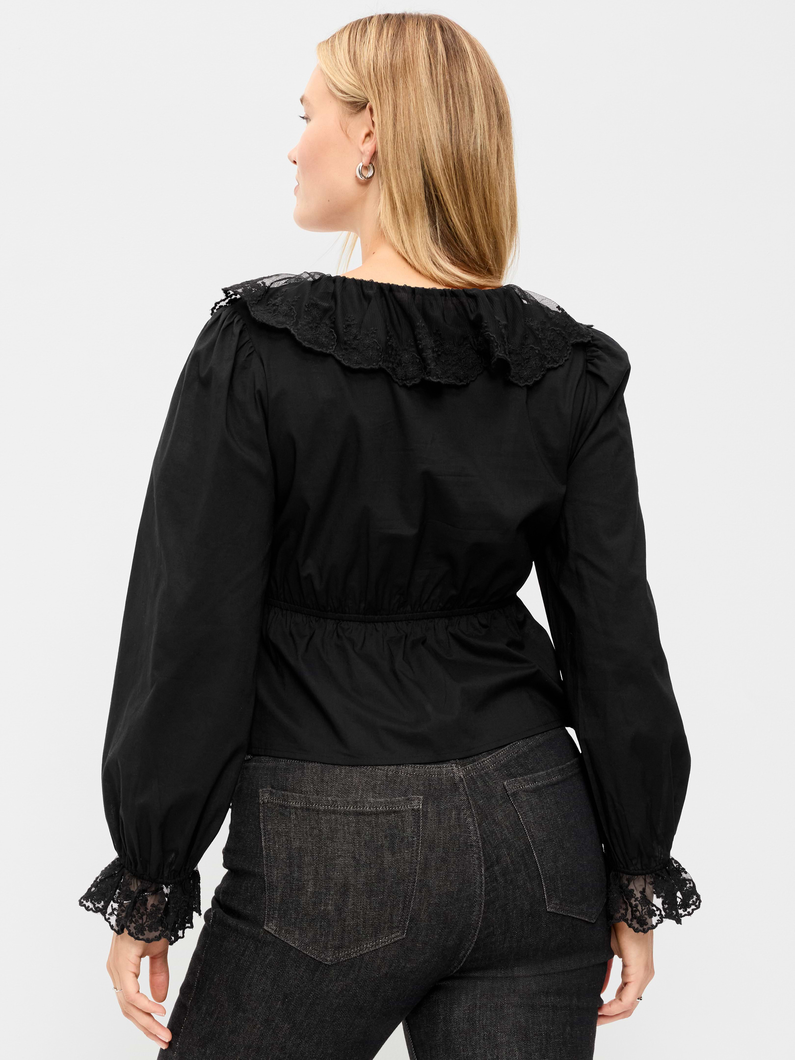 Long-Sleeve Ruffle Collar Peplum Top | Old Navy