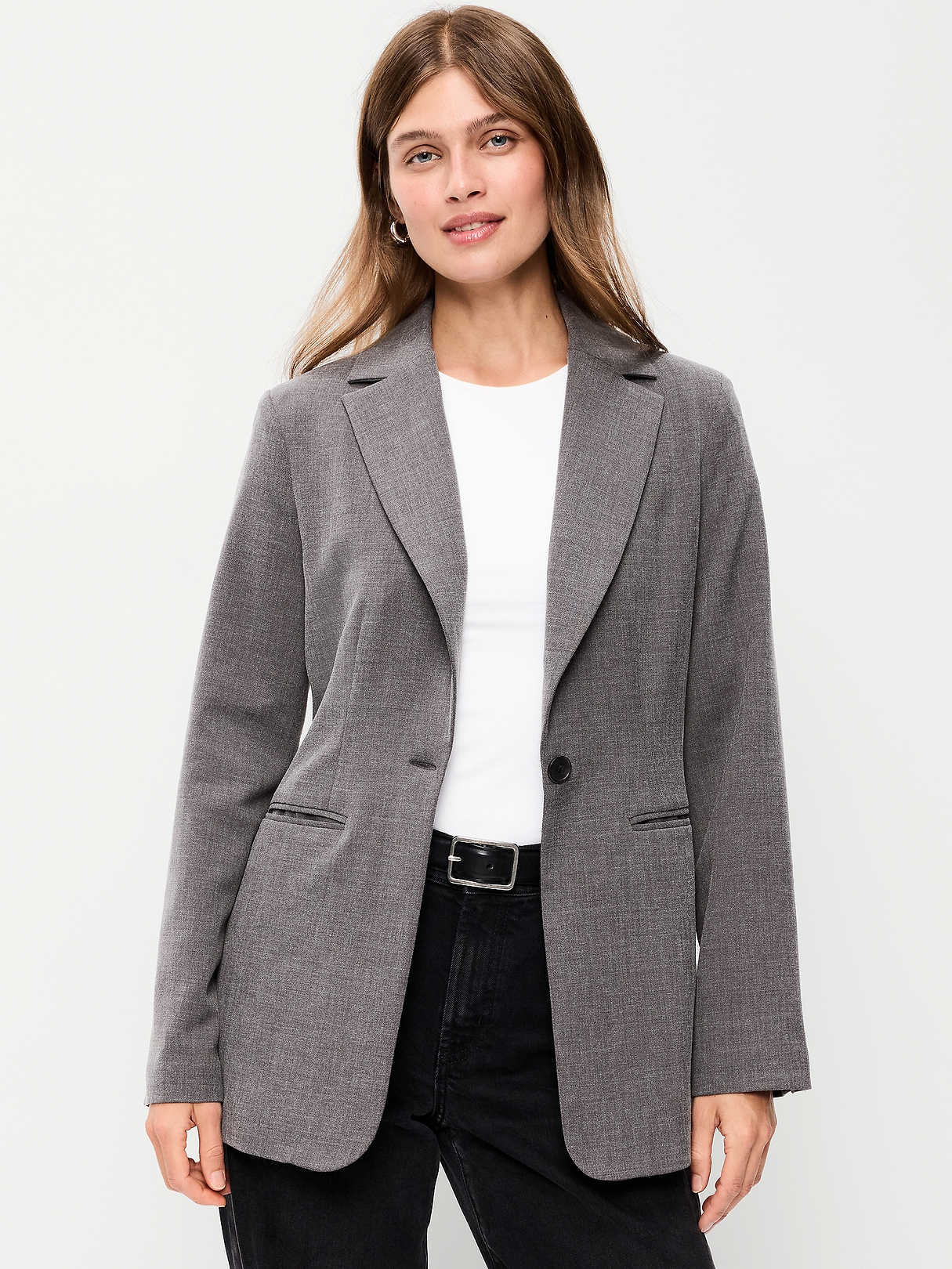 Longline Twill Double-Breasted Blazer | Old Navy