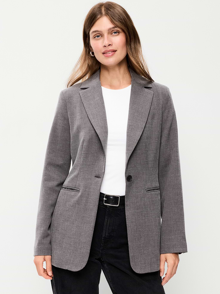 Image 1 of 6, notched lapels, long sleeves, single-button front, slit front pockets, fully lined, Product #1188714