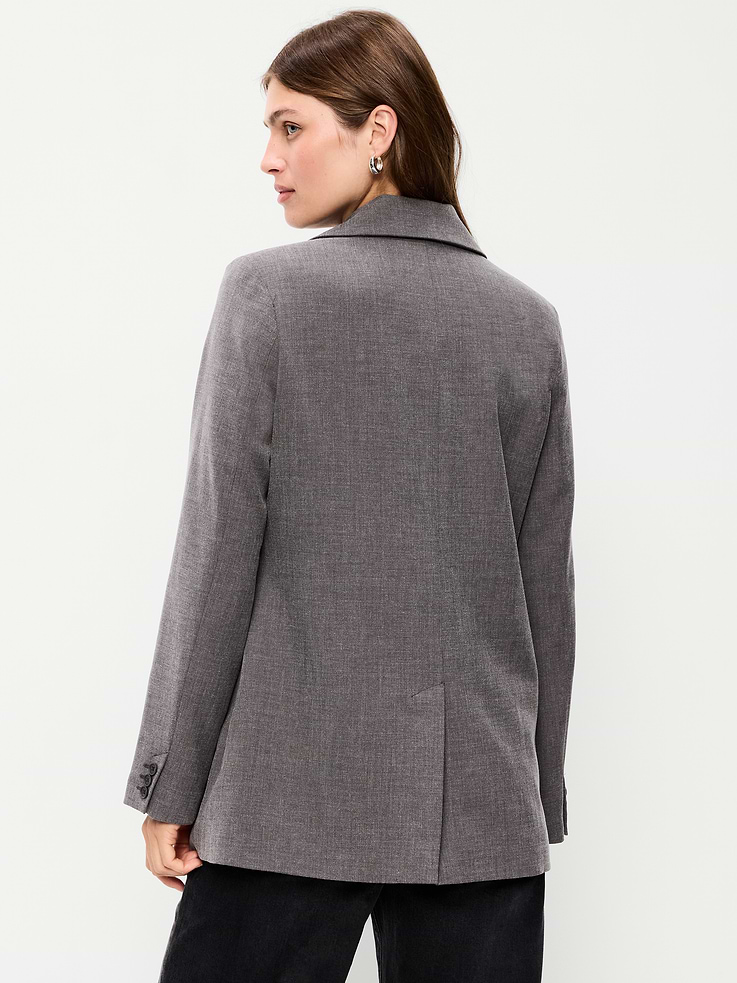 Image 2 of 6, Longline Twill Double-Breasted Blazer