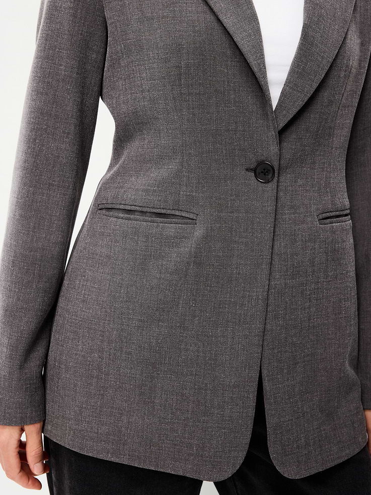 Image 5 of 6, Longline Twill Double-Breasted Blazer