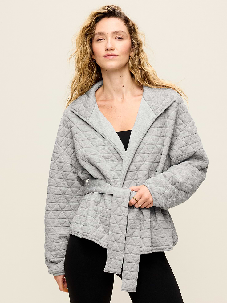 Image number 4 showing, Quilted Bounce Fleece Wrap-Front Jacket