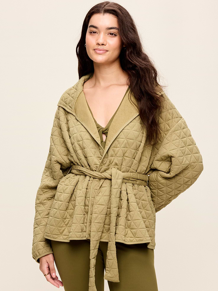 Image number 5 showing, Quilted Bounce Fleece Wrap-Front Jacket