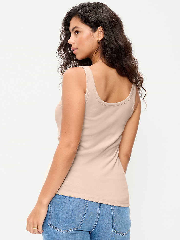 Image 6 of 8, First-Layer Ribbed Scoop-Neck Tank Top